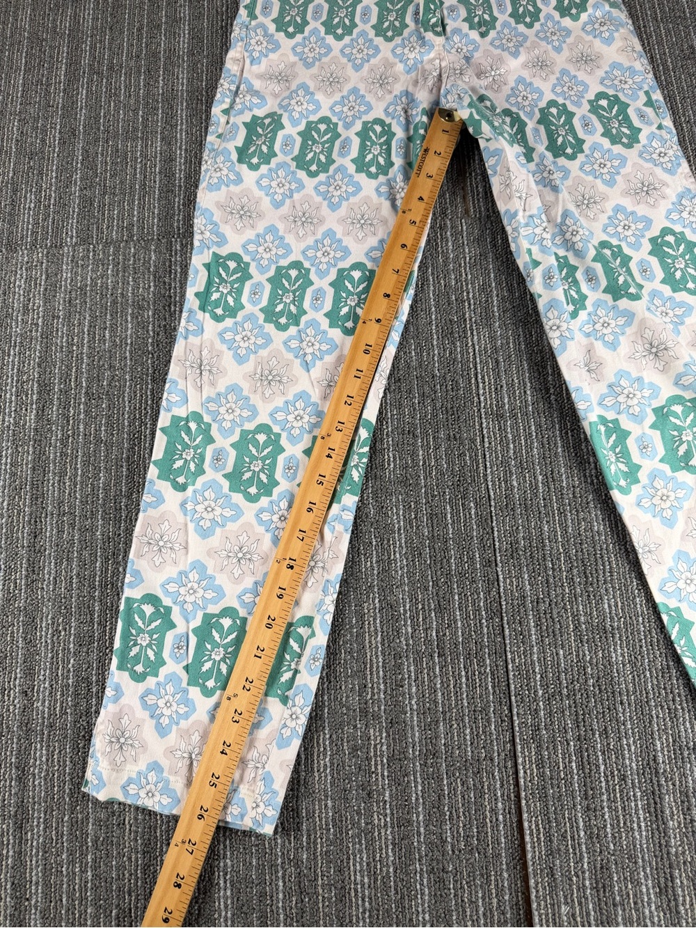 Gretchen Scott Designs Green & Light Blue Patterned Chinos - Picture 5 of 7